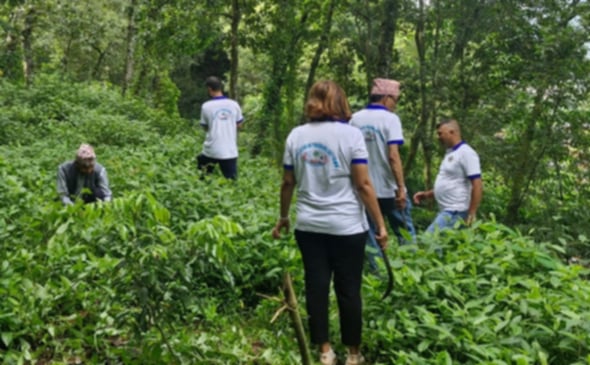 लायन्स क्लब स्काई टाउनद्वारा कैलाशधाम शिवमन्दिर परिसरमा बोटविरुवा गोडमेल