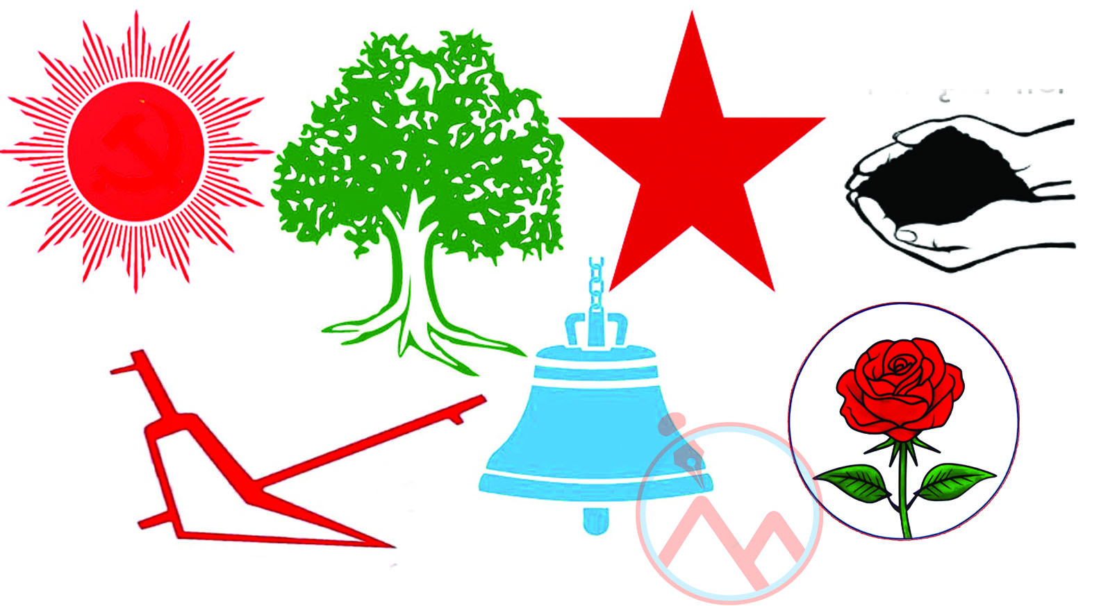 १ सय दललाई ९३ ओटा निर्वाचन चिन्ह (चिन्हसहित)